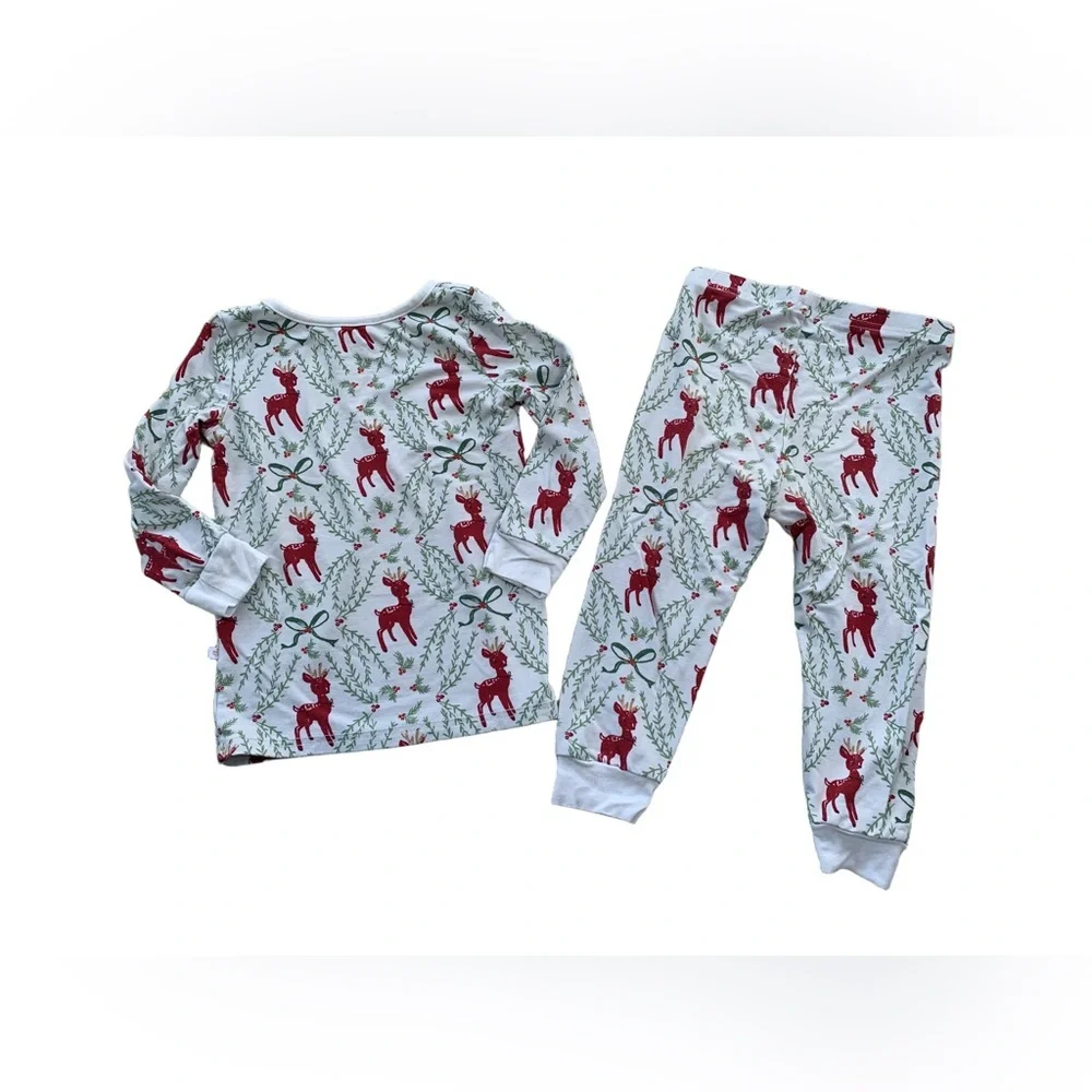 SweetHoney Size 2T Holly Reindeer Christmas Bamboo Pajamas